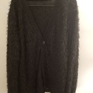 Cozy Black Fuzzy Cardigan Sweater By Disturbia Size UK 14